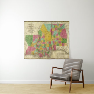 Tapiz Mapa de Luisiana, de Mississippi y de Alabama