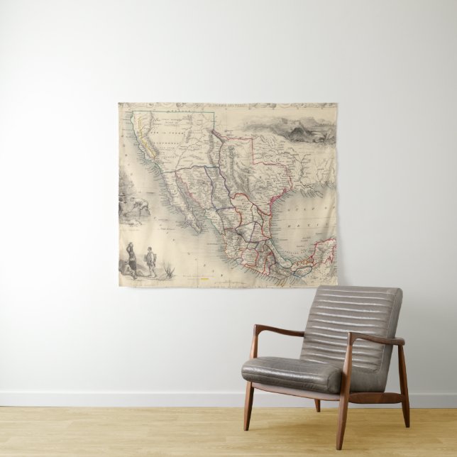 Tapiz Mapa de México, de California y de Tejas (In situ (horizontal))