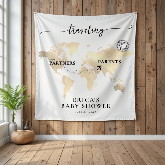 Tapiz Mapa de oro de viajes de socios a padres (Traveling from Parners to Parents Gold Map Tapestry
)