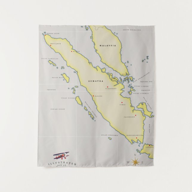 Tapiz Mapa de Sumatra (Anverso)