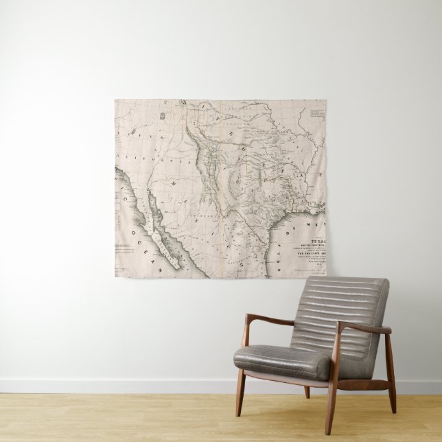 Tapiz Mapa de Tejas y los países adyacentes (In situ (horizontal))