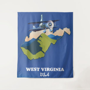 Tapiz Mapa de West Virginia USA