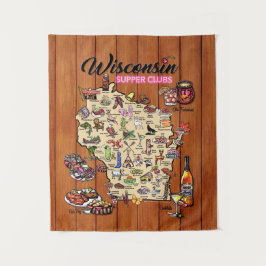 Tapiz - Mapa del club de cena de Wisconsin