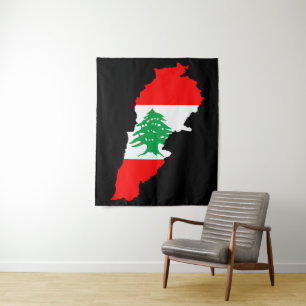 Tapiz Mapa del Líbano con bandera