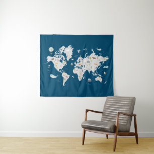 Tapiz Mapa del mundo animal