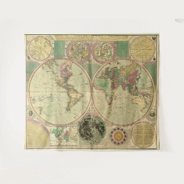 Tapiz Mapa del mundo antiguo de Carington Bowles, alrede (Anverso (horizontal))