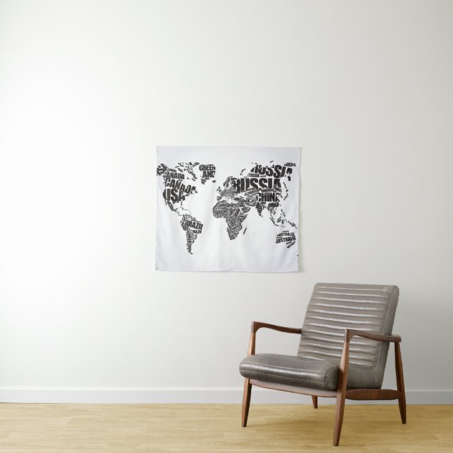 Tapiz Mapa del mundo en tipografía (In situ (horizontal))