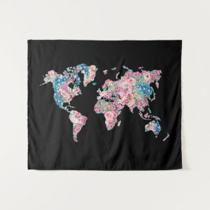 Tapiz Mapa del mundo floral