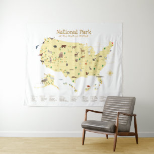 Tapiz Mapa del Parque Nacional de Aventura Nursera de Wo