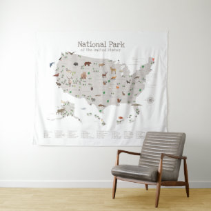 Tapiz Mapa del Parque Nacional del Tono de la Tierra Nur