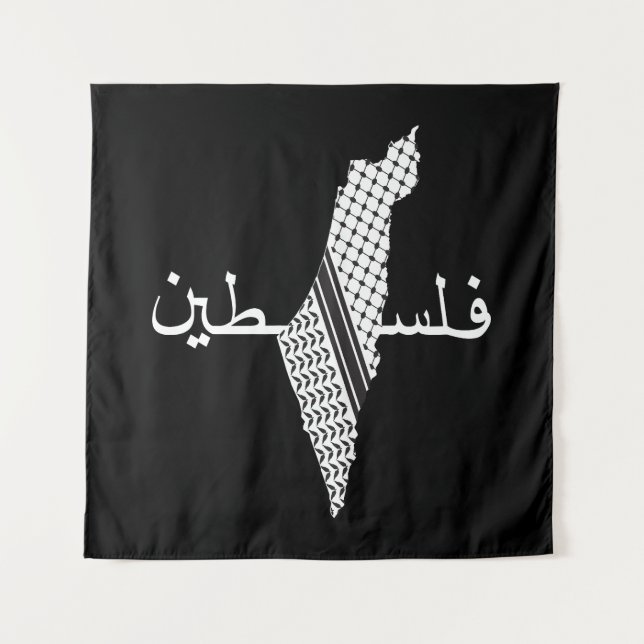 Tapiz Mapa del patrón palestino de Keffiyeh (Anverso)