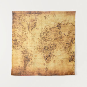 Tapiz Mapa del Viejo Mundo: Vintage del pergamino mancha