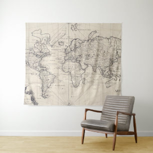 Tapiz Mapa del vintage del mundo (1750)