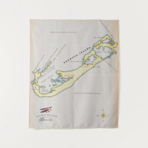 Tapiz Mapa ilustrado de Bermudas