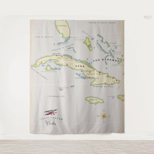 Tapiz Mapa ilustrado de Cuba