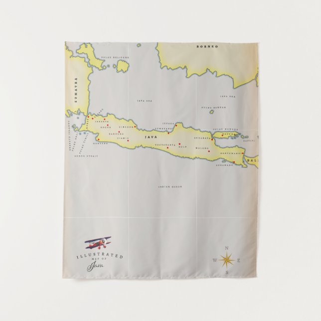 Tapiz Mapa ilustrado de Java. (Anverso)