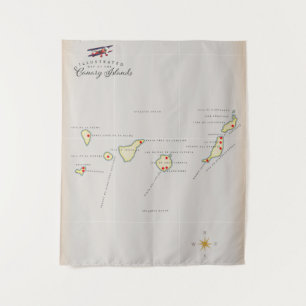 Tapiz Mapa ilustrado de las Islas Canarias.