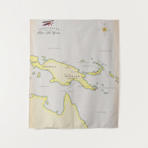 Tapiz Mapa ilustrado de Papúa Nueva Guinea