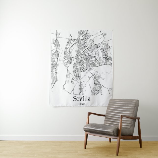 Tapiz Mapa minimalista de Sevilla (In situ)
