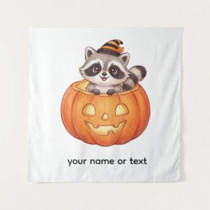 Tapiz Mapache de Halloween lindo en calabaza de Jack-o'-