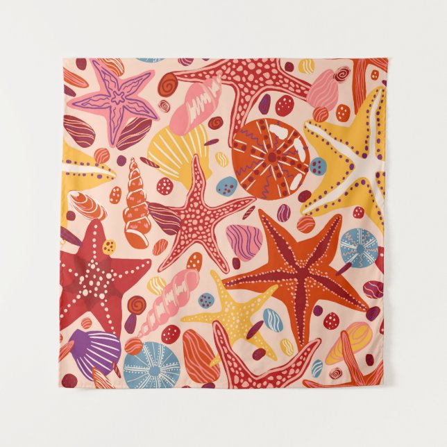 Tapiz Mar Escandinavo de Verano: Patrón Starfish (Anverso)