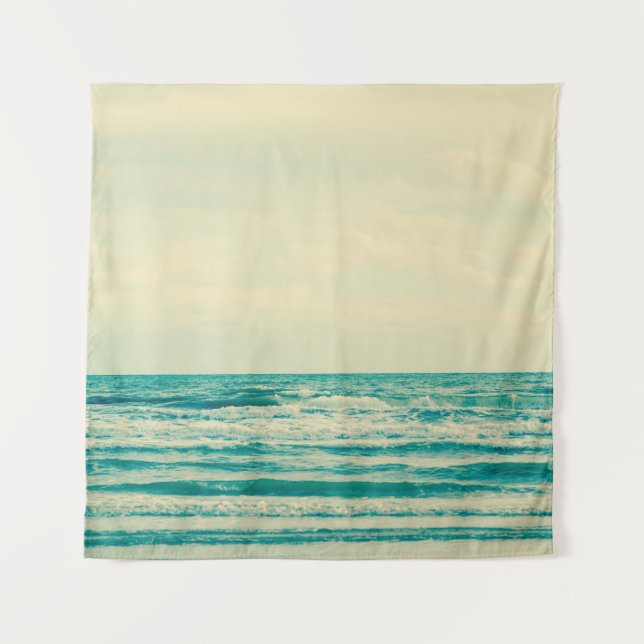 Tapiz Mar tropical natural y playa con olas de viento en (Anverso)