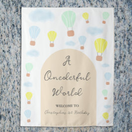 Tapiz Maravilloso mundo globo aerostático 1º cumpleaños