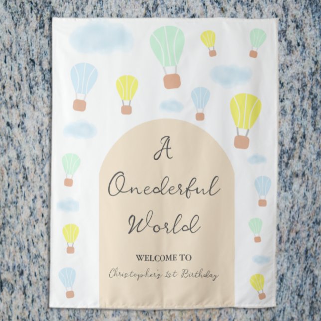 Tapiz Maravilloso mundo globo aerostático 1º cumpleaños (Subido por el creador)