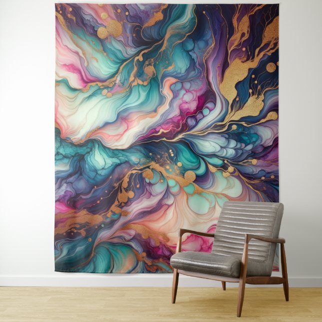 Tapiz Marbling Art - Colores vibrantes (In situ)
