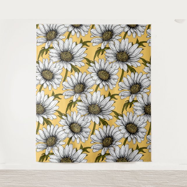 Tapiz Marinas blancas, flores silvestres en amarillo (Anverso)