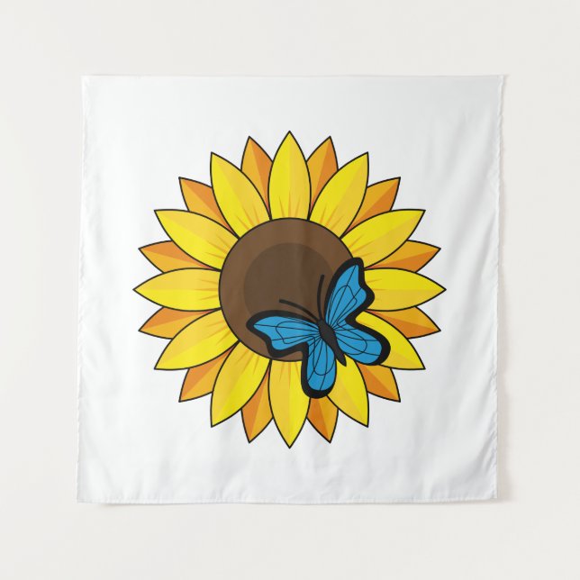 Tapiz Mariposa azul y girasol (Anverso)