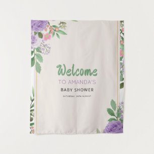 Tapiz Mariposa besa violeta flor Baby Shower