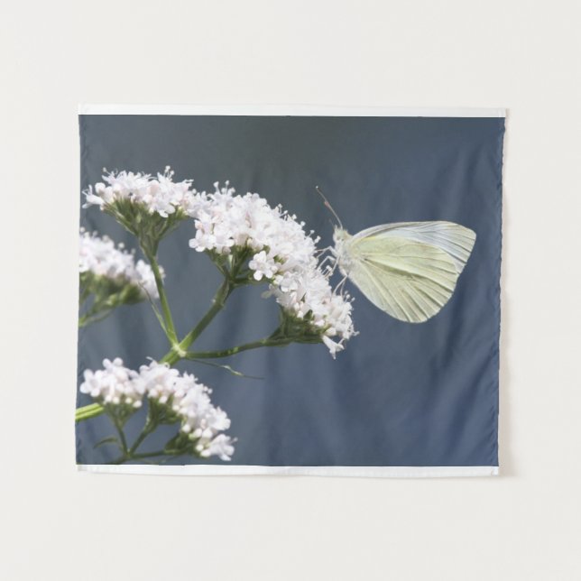 Tapiz Mariposa Blanca En Flores (Anverso (horizontal))