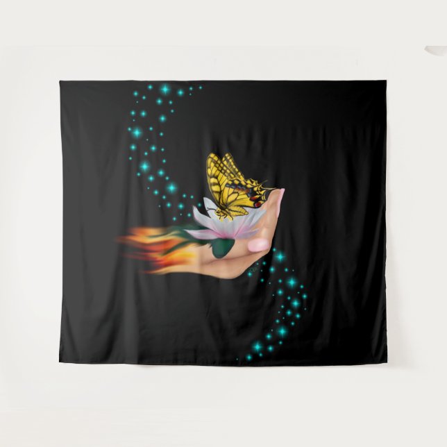 Tapiz Mariposa en Lotus Bloom (Anverso (horizontal))