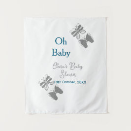 Tapiz Mariposa gris baby shower azul bebé moderno ext