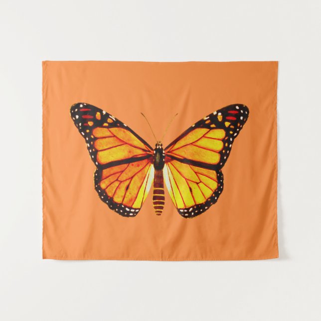 Tapiz Mariposa monarca, Naranja dorado y negro (Anverso (horizontal))