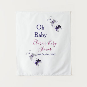 Tapiz Mariposa morada rosa baby shower oh bebé moderno