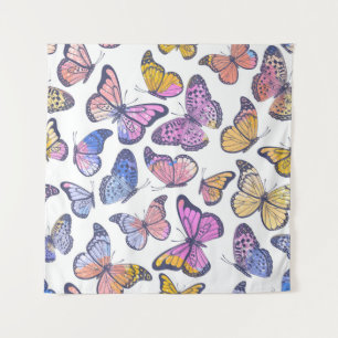Tapiz Mariposas acuarelas: Patrón de cosecha Pastel.