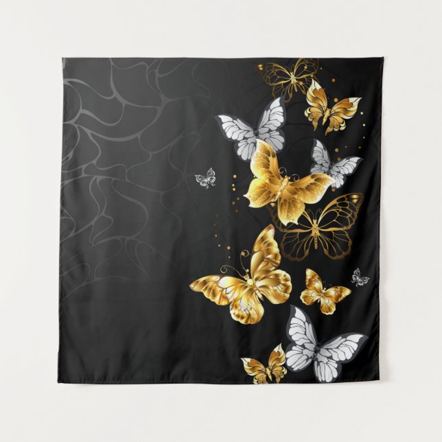 Tapiz Mariposas doradas y blancas (Anverso)