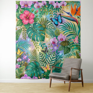 Tapiz Mariposas Flores Fantasía Selvática Alegre
