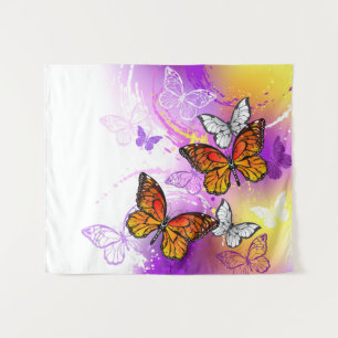 Tapiz Mariposas monarcas en fondo morado