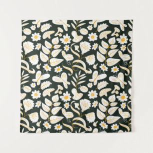 Tapiz Mariposas y flores: Patrón de verano de Doodle.