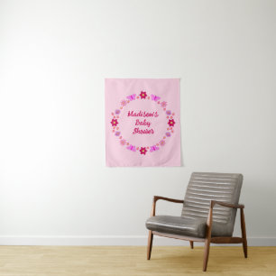 Tapiz Mariposas y Flores Rosa Bebé Niña Personalizado