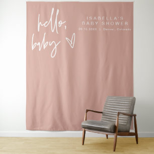 Tapiz MARLO Bohemian Rubor Pink Hello Baby Shower