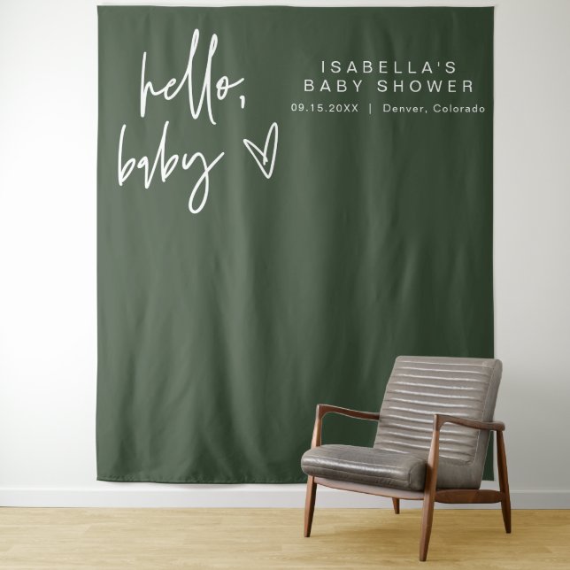 Tapiz MARLO Boho Hello Forest Green Tapestry de Baby Sho (In situ)