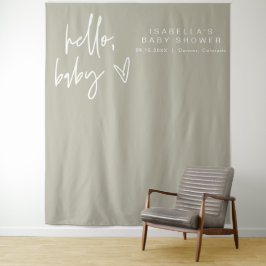 Tapiz MARLO Boho Hello Sage Green Baby Shower Tapestry
