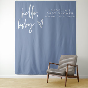 Tapiz MARLO Modern Boho Hello Baby Blue Baby Shower
