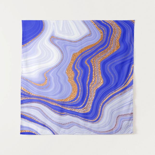 Tapiz Mármol azul con textura dorada (Anverso)