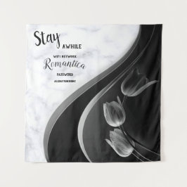 Tapiz Mármol blanco, negro, filigrí dorado