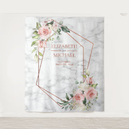 TAPIZ MÁRMOL GEOMÉTRICO DE COBRE FLORAL ROSA